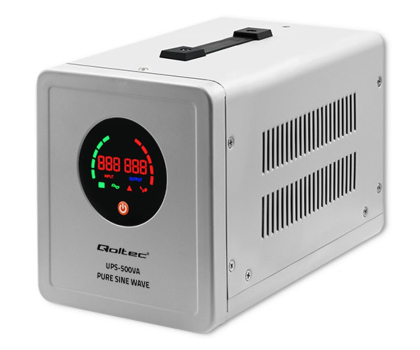 UPS (zasilacz awaryjny) QOLTEC Zasilacz awaryjny Pure Sine Wave UPS | 500VA | 350W | Szary 50719